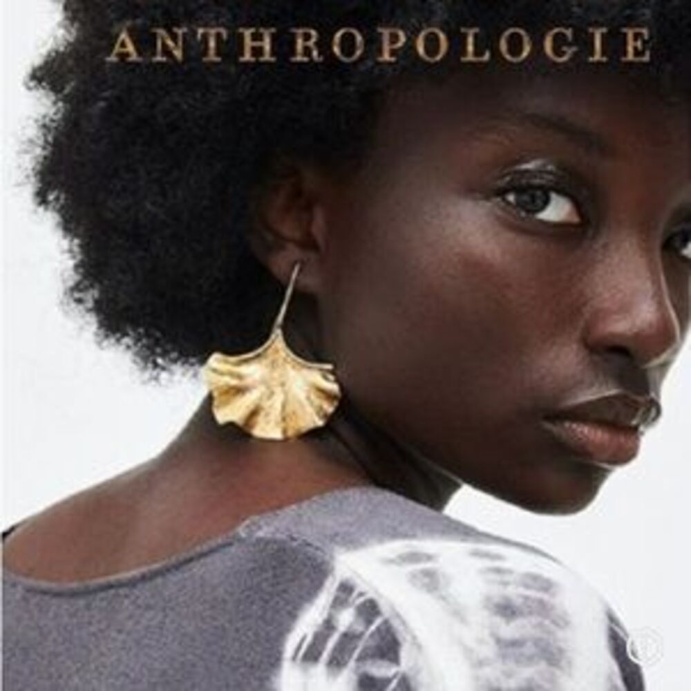 Anthro Gold Plated Ginko Leaf Earrings Gift Minimalist